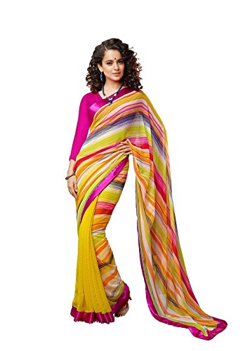 Sharadas Home Women's Designer Georgette Saree With Cotton Silk Blouse