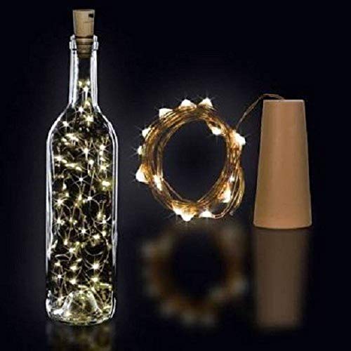 Quace 20 LED Wine Bottle Cork Lights Copper Wire String Lights, 2M/7.2FT Battery Operated Wine Bottle Fairy Lights Bottle DIY, Christmas, Wedding Party Dcor (Warm White, 1 Unit)