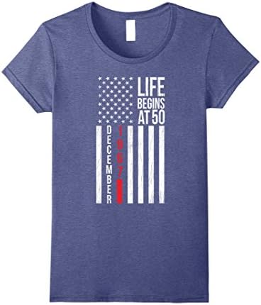 Womens 50th Birthday TShirt Made in December 1967 Life Begins At 50 XL Heather Blue