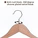 JS HANGER Wooden Coat Hangers, 20 Pack High Grade 17.5 Inch Wood Suit Hangers with Non Slip Pant Bar - Extra Smooth and Splinter Free Natural Finish