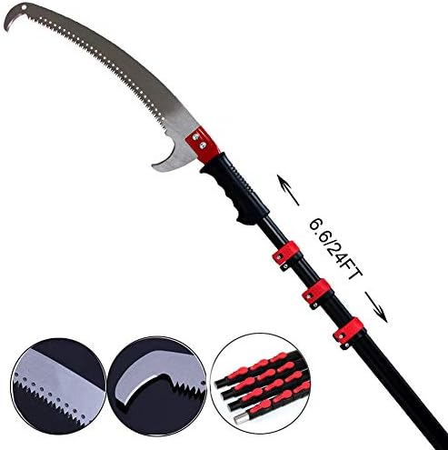 国内即発送 伸縮式ポールソー7 2m 24ft伸縮式伸縮式ランドスケープポールソー 枝と葉の剪定とトリミング伸縮式リムソー