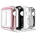 Simpeak Soft Screen Protector Bumper Case Compatible with Apple Watch 40mm Series 4 Series 5 Series 6 / SE, 4 Pack, Full Coverage Case Replacement for iWatch 40 mm, Clear,Black,Rose Gold,Silver