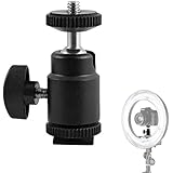 Mini Ball Head Hot Shoe Mount Adapter 360-degree Rotation with 1/4" Screw Mount for DSLR Cameras Camcorder Video Light LCD Monitors