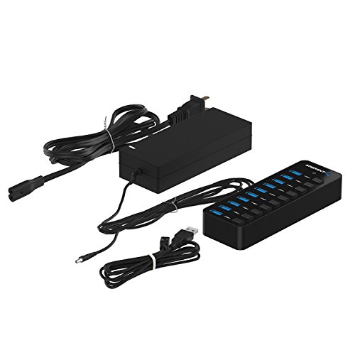 SABRENT 10 Port USB hub 3.2x1 with Power Adapter 60W, usb3 Fast Powered Data hub, Multiple USB Splitter, USB Docking Station, multiport hubs, LEDs on/Off Switch Compatible with pc Laptop MacBook iMac