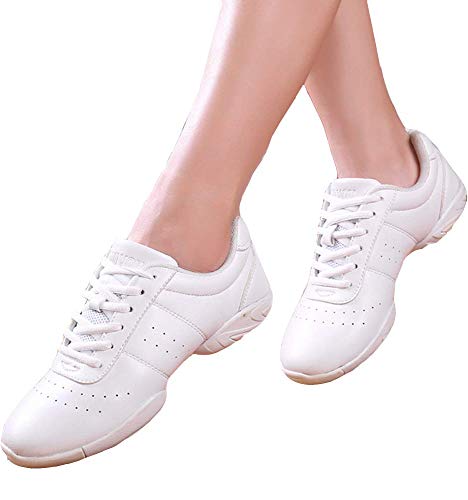 Smapavic Cheer Shoes Women White Cheerleading Dance Shoes Fashion Sneakers Tennis Athletic Sport Training Shoes for Gilrs White 9 B (M) US