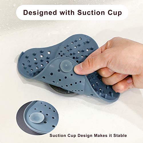 Bathroom Hair Catcher(3 pack)，Spiral Design Drain Hair Catcher，Strong Suction Cups Bathtub Drain Protector，Silicone Sink Drain Protector