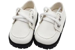 Faux-Leather Dress Up Shoes Lightweight Fashion Doll Shoes Decor Miniature Shoes for 20cm 14 Inch Doll(White)