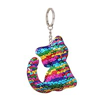 millet16zjh Cute Cat Kitten Sequin Key Ring Car Key Chain Bag Hanging Decor Gift Colorful