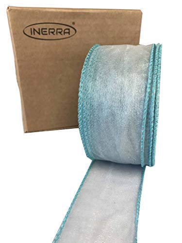 INERRA Chiffon Ribbon - Luxury Wired Edge 20 Metres x 50mm (Turquoise)