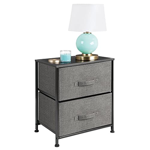 mDesign Small Storage Dresser End/Side Table Night Stand with 2 Removable Fabric Drawers