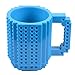Brick Mugs [Updated Version] Fubarbar 12 oz Coffee Cups Funny Tea Mug Beverage Cup Built-on Building Bricks enjoy Creative Time (Blue)