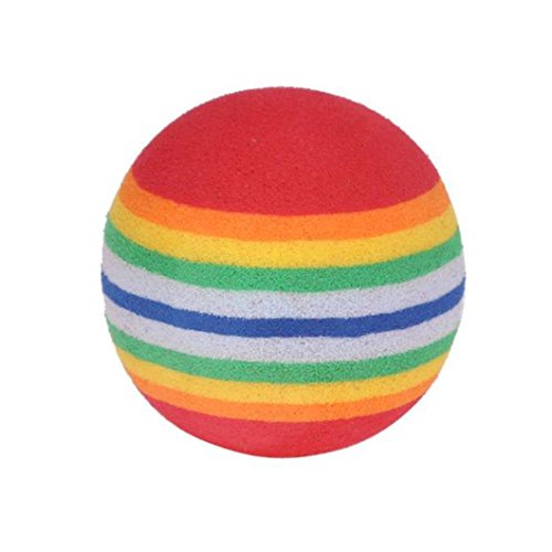 Yeefant Rainbow Stripe Foam Sponge Practice Golf Balls Swing Training Perforated Pets Toy,10Pcs/Pack