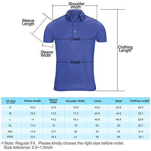image for EAGEGOF Regular Fit Men's Performance Polo Shirt Stretch Tech Golf Shi