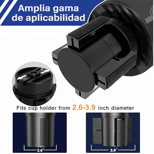 EWIEIAA 2 en 1 Porta Vasos para Auto, Soporte telescópico para teléfono de Coche, Tamaño de Base Ajustable, Adecuado para la mayoría de Tazas