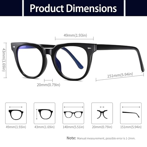 KANASTAL Anti-Blue Light Glasses for Men and Women Square Resting Clear Lenses Anti Fatigue Filter Blue Light Blocking Glasses for Gaming/Computer/TV/Mobile Phone
