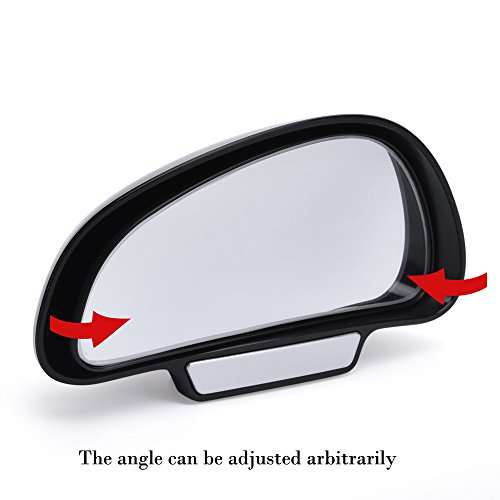 YASOKO Adjustable 360 Degree Rotation Wide Angle Side Rear Mirrors Blind Spot Snap Way Rearview Mirror Universal (Left, Black)
