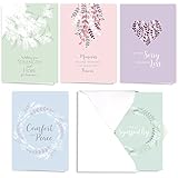 Expressions of Sympathy Assortment Card Pack - Set of 25, 5 designs - 5 cards per design, 5' x 7'. Verse Sentiments inside. Made in the USA. Blank white envelopes included.