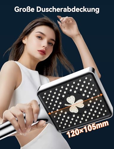 Magichome Shower Head, High Pressure Hand Shower with 6 Jet Types, Large Water-Saving Shower Head, Rain Shower, Chrome