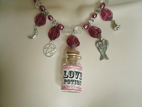 Love Potion Pentacle Necklace, handmade jewelry wiccan pagan wicca witch witchcraft pentagram magick