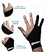 Digital Drawing Glove for Artist Graphic Drawing Tablet iPad Pro, Palm Rejection Two Finger Sketch Smudge Guard Art Gloves, Right Left Hand, Woman Set of 2 Black