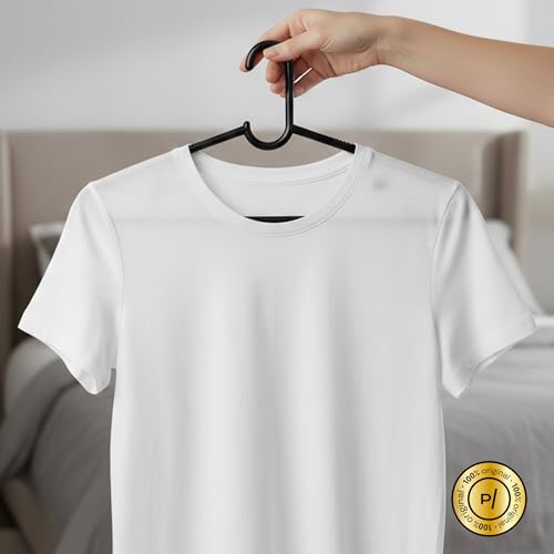 Kit 50 Cabides Plus Pretos Reforçados 46cm Duplo Gancho Para Duas Roupas Cabide Antiderrapante Para Camisas Blusas Vestidos Closet Guarda-roupa Organização Uso Doméstico E Comercial - Paramount Preto