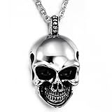 KONOV Mens Gothic Skull Stainless Steel Pendant Necklace, Silver Black, 24 inch Chain