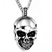 KONOV Mens Gothic Skull Stainless Steel Pendant Necklace, Silver Black, 24