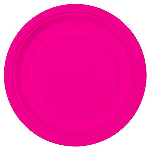 Neon Pink Paper Plates, 16ct