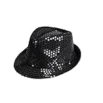 BESTOYARD-Fedora-Hat-Jazz-Hat-Cap-Dance-Hat-Glitter-Sequins-Flashing-LED-Hat-for-Party-Hat-Dress-Up-Costume-Accessories-Black