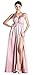 Miss ord Women Deep V Summer Slit Maxi Dress with Strap for Prom Party Small Light Pink