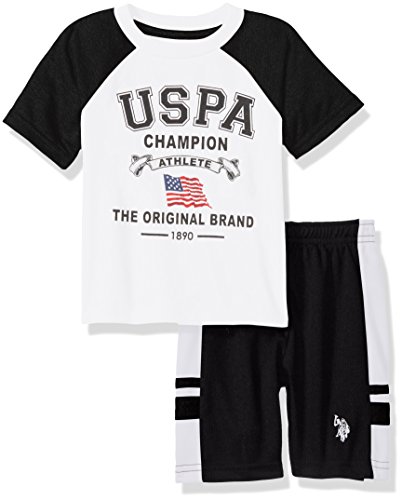 U.S. Polo Assn. Baby Boys' Sleeve T-Shirt and Mesh Short Set, White, 12M