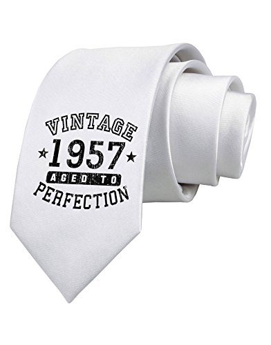 TooLoud 60th Birthday Vintage Birth Year 1957 Printed White Neck Tie
