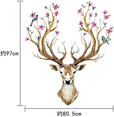 Colorful Reindeer Deer Head Wall Mural Art Sticker for Room Decor Antlers, Multicoloured - Image 3