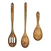 Wooden Spoons, Faay 3-In-1 Handcrafted Teak Kitchen Utensils Including Mixing Spoon, Slotted Spoon and Rice Paddle, 100% Eco Friendly, Non Toxic & Durable Wood Utensil Set w Ergonomic Long Handles
