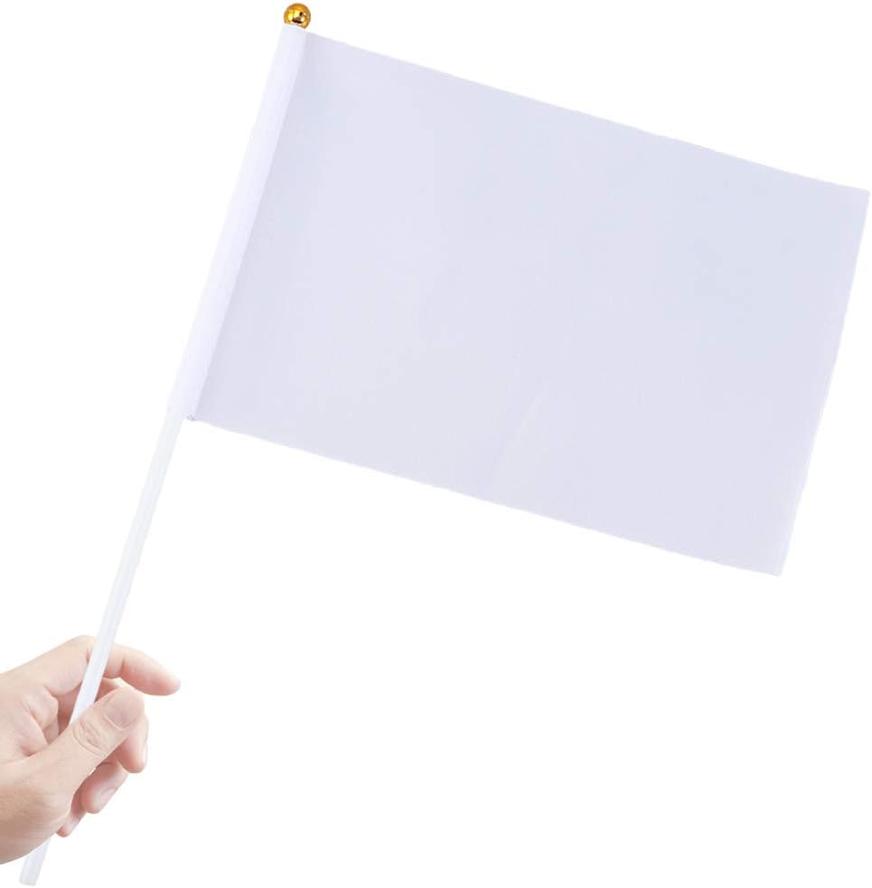 TOYANDONA 24pcs Hand Flag Portable Hand Waving Flag Bunting Banner for Party Sports Meeting (White), 14*21cm - Image 5
