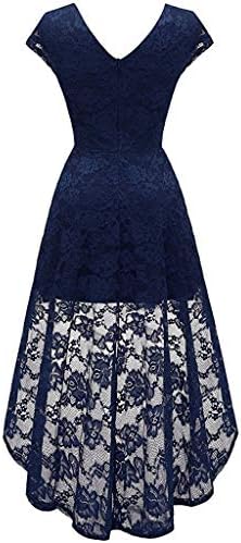 Tyoby Dresses for Women Solid V-Neck Short Sleeve Floral Lace Patchwork Her Full Elegant Party