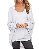 ZANZEA Women's Long Batwing Sleeve Loose Oversize Pullover Sweater Top Blouse White US 16/Tag Size 3XL