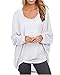 ZANZEA Women's Long Batwing Sleeve Loose Oversize Pullover Sweater Top Blouse White US 16/Tag Size 3XL