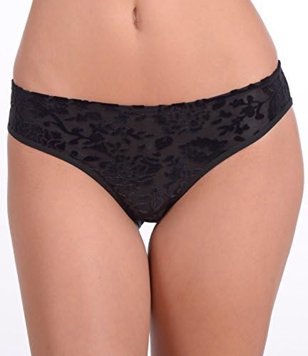Platinum Lingerie Women's Floral Velour Bikini Panty (Black, Large)