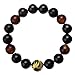 Top Plaza Mens King of Dragon Carved Tiger Eye Stone Buddha Mala Link Beaded Bracelet 6.8