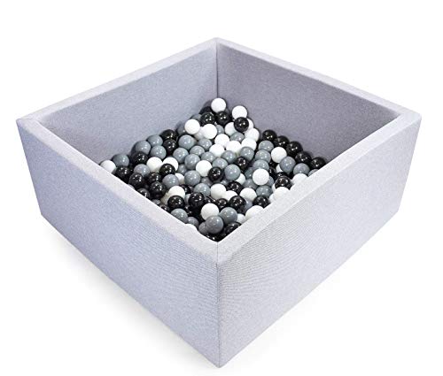 Triclicks Deluxe Kids Ball Pit Kiddie Balls Pool Soft Baby Playpen Indoor Outdoor - Ideal Gift Play Toy for Children Toddler Boys Girls (Square Ball Pool - Grey)
