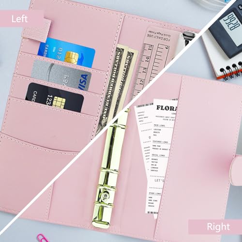 A6 Savings Notebook and Budget Planner - Money Organizer with Envelope Method, Money Saving Binder with Sleeves, Starter Kit for Successfully Saving and Controlling Finances (Pink)