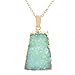 MJARTORIA Gold Color Green Bezel Raw Natural Stone Healing Power Pendant Druzy Necklace