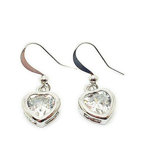 Created Diamond White Gold Finish Heart Droplet Earrings
