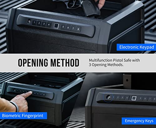 RPNB Gun Safe, High Capacity Multifunction Pistol Safe with Biometric