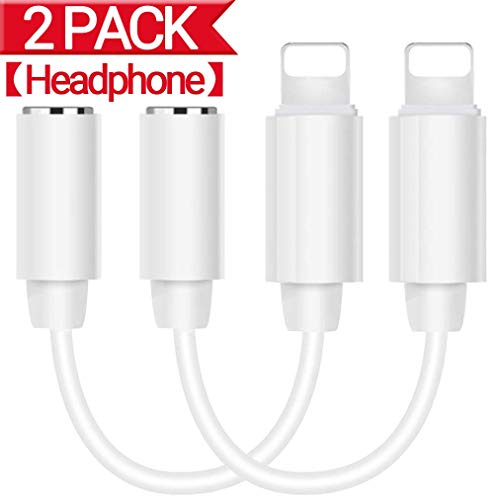 Headphone Adapter (2PC) to 3.5mm Jack for iPhone 7 Adapter AUX Earphone Splitter Stearo Audio Compatible for iPhone X 8/8 Plus Converter Accessories Headphone Connector Cable Support iOS10.2