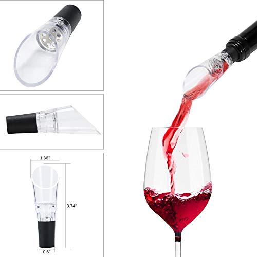 DIFENLUN Vacuum Wine Stoppers, Original Stainless Wine Saver with 1 Wine Vacuum Preserver Pump, 4 Reusable Valve Air Rubber Bottle Stoppers, Free Give 1 Wine Aerator Pourer