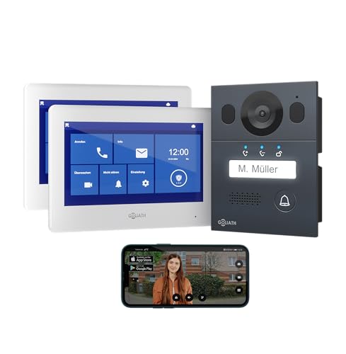 GOLIATH® Video Intercom 2 Wires [2x 7-Inch Screen] Video Intercom with External Cameras – Video Intercom Kit with Door Opener – Single Family Video Intercoms – Anti-Vandal and Waterproof – Recessed