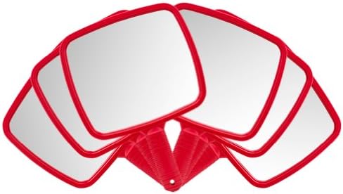6 Large Cosmetic Hand Held Square Mirror Red