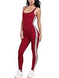 CRF Women Sexy Backless Sleeveless One Pieces Outfits Sets Bodycon Bandage Long Pants Jumpsuit (Small, wine red)